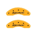Picture of MGP Front set 2 Caliper Covers Engraved Front Sonic Yellow finish black ch