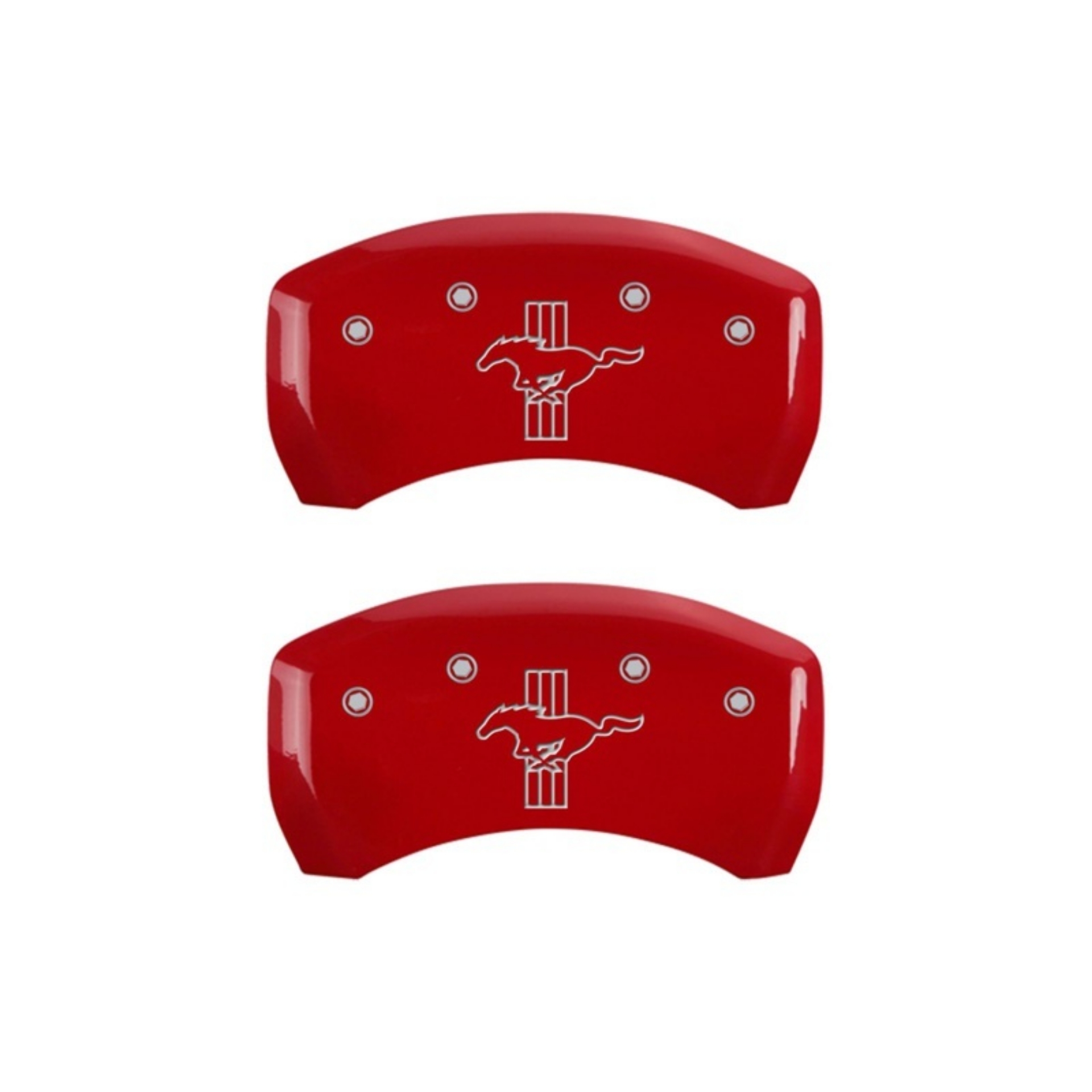 Picture of MGP Rear set 2 Caliper Covers Engraved Rear 2015-Bar & Pony Red finish silver ch