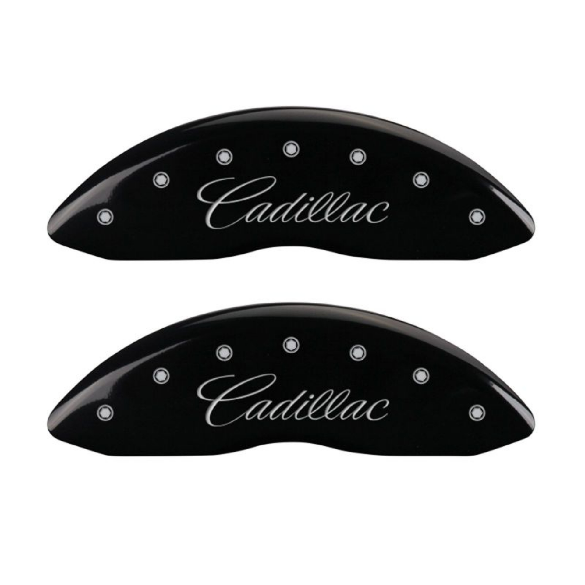 Picture of MGP 4 Caliper Covers Engraved Front Cursive-Cadillac Engraved Rear SRX Black finish silver ch
