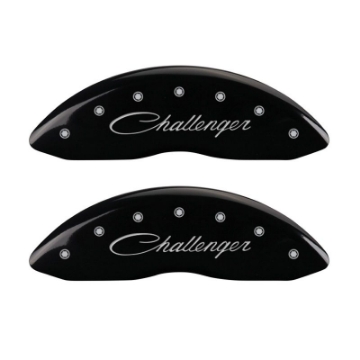 Picture of MGP 4 Caliper Covers Engraved Front Cursive-Challenger Engraved Rear RT Black finish silver ch