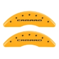 Picture of MGP 4 Caliper Covers Engraved Front Gen 5-Camaro Engraved Rear Gen 5-Z28 Yellow finish black ch