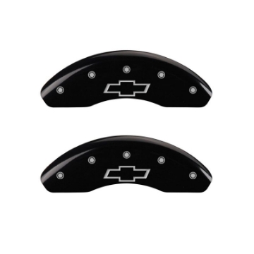 Picture of MGP 4 Caliper Covers Engraved Front & Rear Bowtie Black finish silver ch