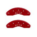 Picture of MGP Front set 2 Caliper Covers Engraved Front Bowtie Red finish silver ch