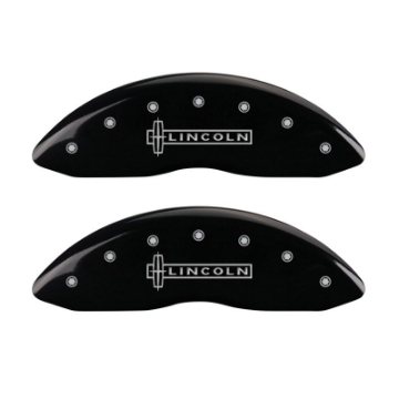 Picture of MGP 4 Caliper Covers Engraved Front Lincoln Engraved Rear Star logo Black finish silver ch