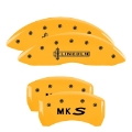 Picture of MGP 4 Caliper Covers Engraved Front Lincoln Engraved Rear MKS Yellow finish black ch