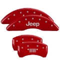 Picture of MGP 4 Caliper Covers Engraved Front JEEP Engraved Rear JEEP Grill logo Red finish silver ch