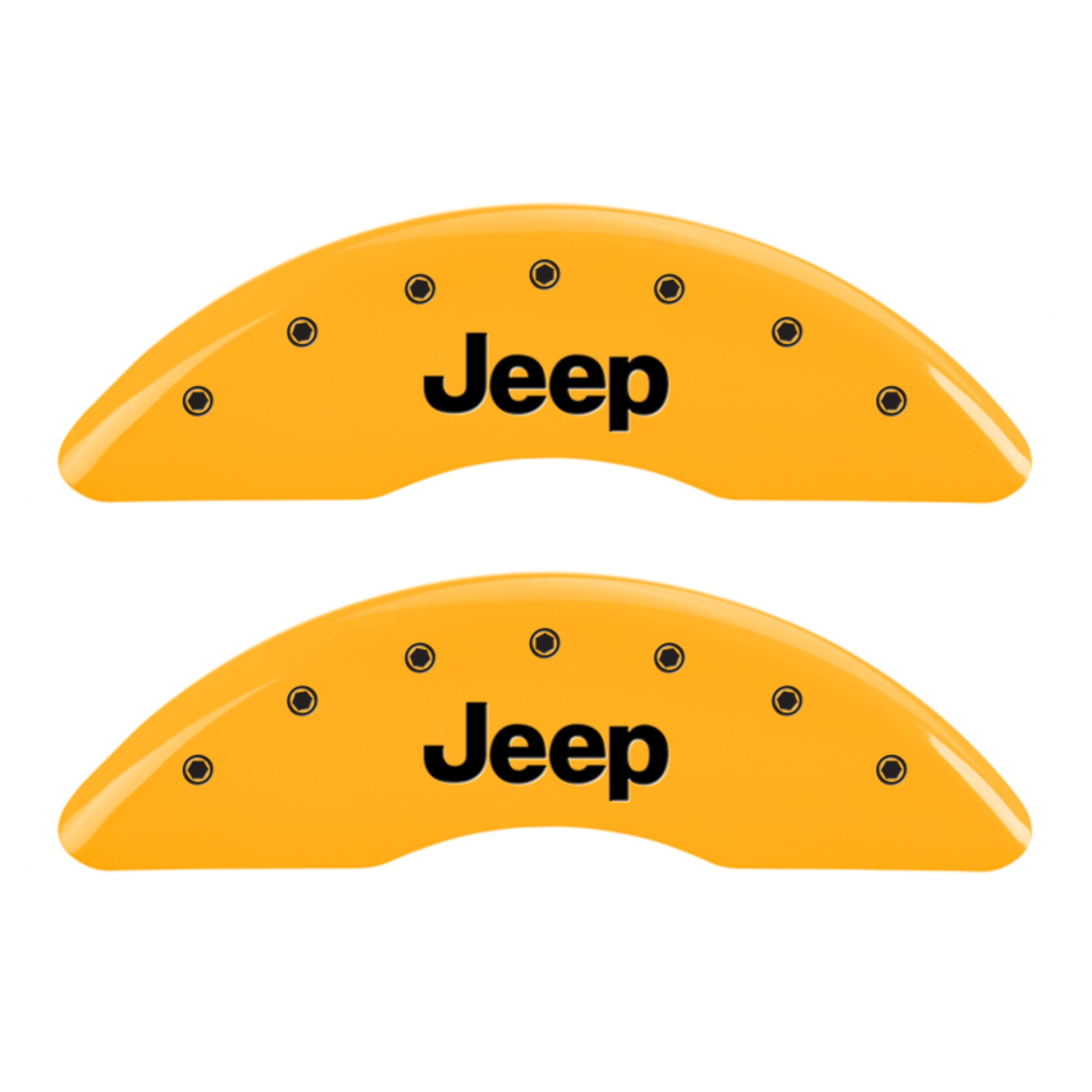 Picture of MGP 4 Caliper Covers Engraved Front JEEP Engraved Rear JEEP Grill logo Yellow finish black ch