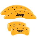 Picture of MGP 4 Caliper Covers Engraved Front JEEP Engraved Rear JEEP Grill logo Yellow finish black ch