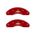 Picture of MGP Front set 2 Caliper Covers Engraved Front Chevy racing Red finish silver ch