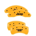 Picture of MGP 4 Caliper Covers Engraved Front JEEP Engraved Rear JEEP Grill logo Yellow finish black ch