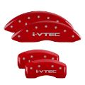Picture of MGP 4 Caliper Covers Engraved Front & Rear Acura Red finish silver ch