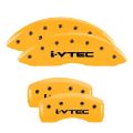 Picture of MGP 4 Caliper Covers Engraved Front & Rear Acura Yellow finish black ch