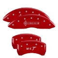 Picture of MGP 4 Caliper Covers Engraved Front Lincoln Engraved Rear MKT Red finish silver ch