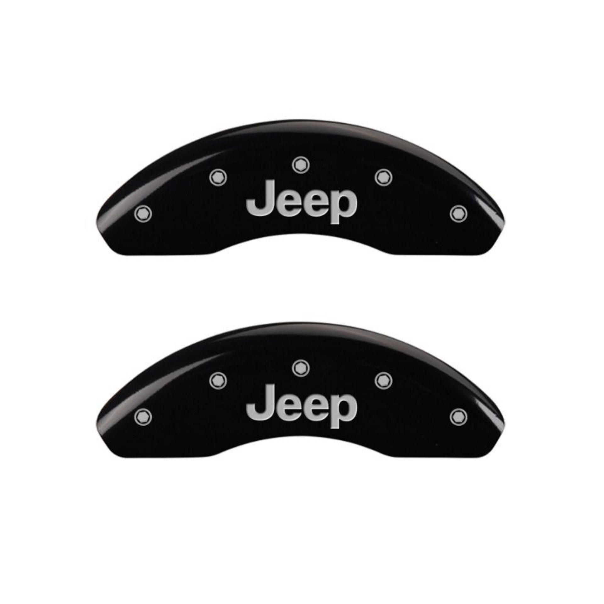Picture of MGP 4 Caliper Covers Engraved Front JEEP Engraved Rear JEEP Grill logo Black finish silver ch
