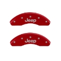 Picture of MGP 4 Caliper Covers Engraved Front JEEP Engraved Rear JEEP Grill logo Red finish silver ch