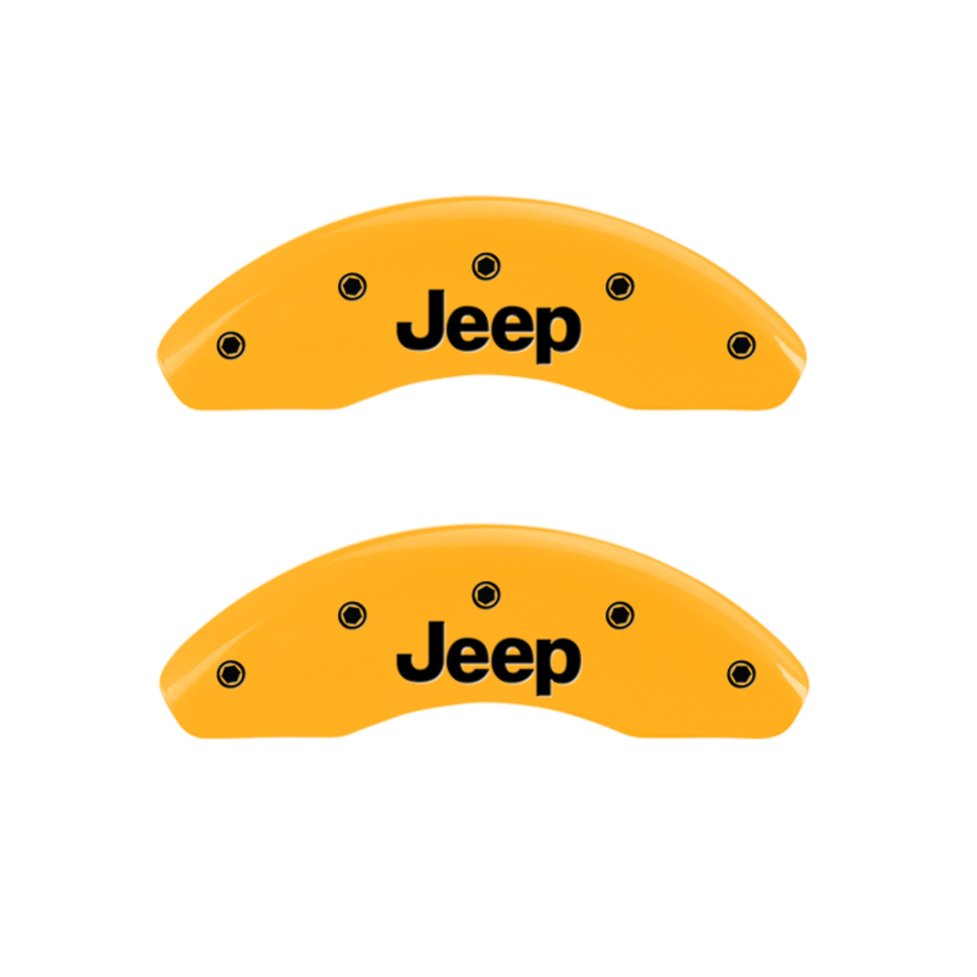 Picture of MGP 4 Caliper Covers Engraved Front JEEP Engraved Rear JEEP Grill logo Yellow finish black ch