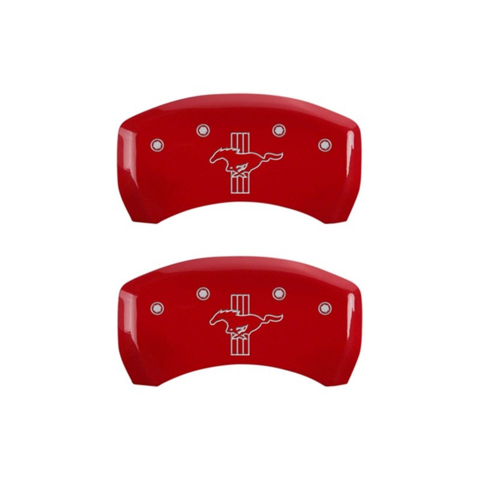 Picture of MGP Rear set 2 Caliper Covers Engraved Rear 2015-Bar & Pony Red finish silver ch