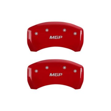 Picture of MGP Rear set 2 Caliper Covers Engraved Rear MGP Red finish silver ch