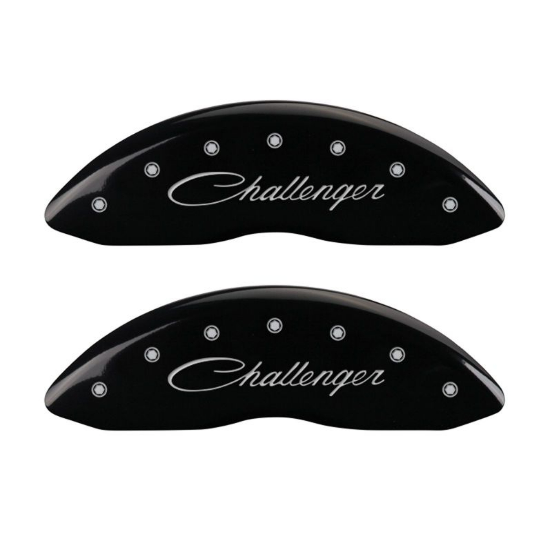 Picture of MGP 4 Caliper Covers Engraved Front Cursive-Challenger Engraved Rear RT Black finish silver ch