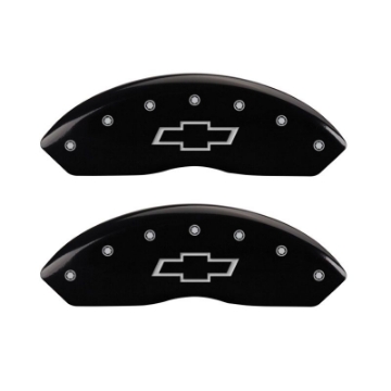 Picture of MGP 4 Caliper Covers Engraved Front & Rear Bowtie Black finish silver ch