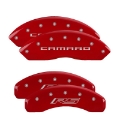 Picture of MGP 4 Caliper Covers Engraved Front Gen 5-Camaro Engraved Rear Gen 5-RS Red finish silver ch