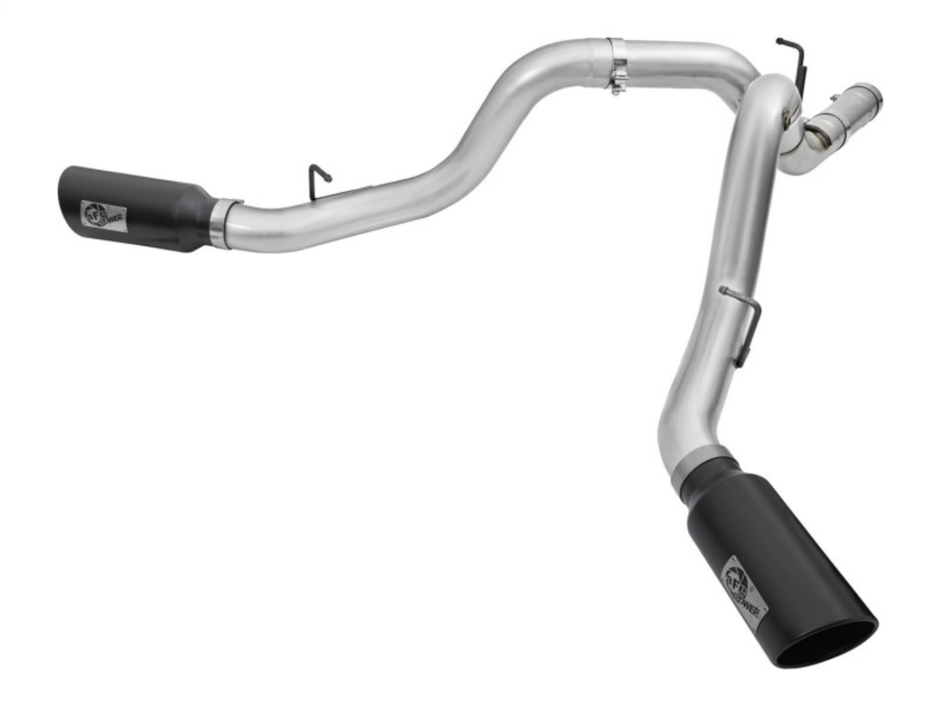 Picture of aFe Atlas Exhaust 4in Dual DPF-Back Al Steel w- Black Tips 16-17 GM Diesel Truck V8-6-6L td LML