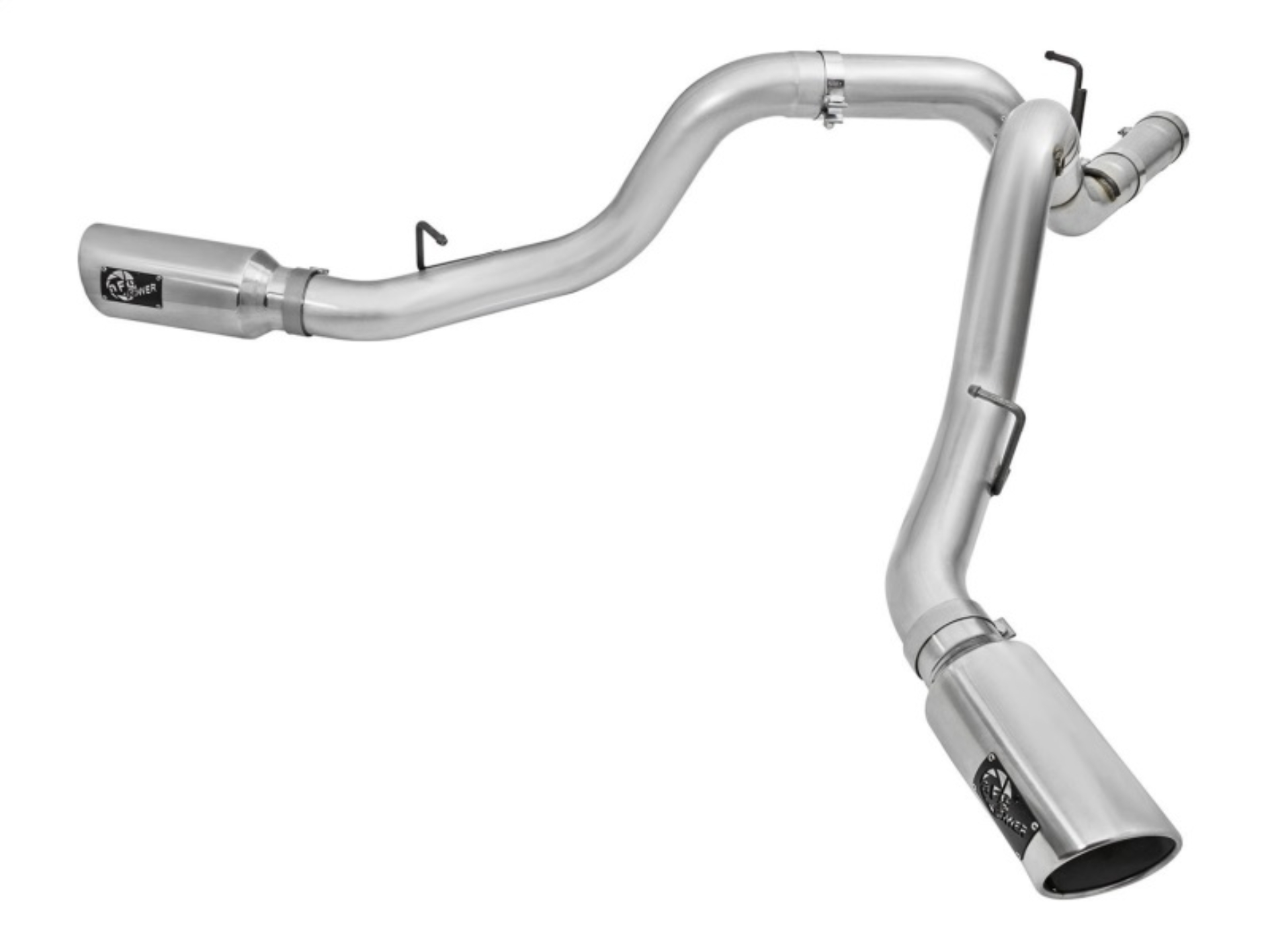Picture of aFe Atlas Exhaust 4in Dual DPF-Back Al Steel w- Pol Tips 16-17 GM Diesel Truck V8-6-6L td LML