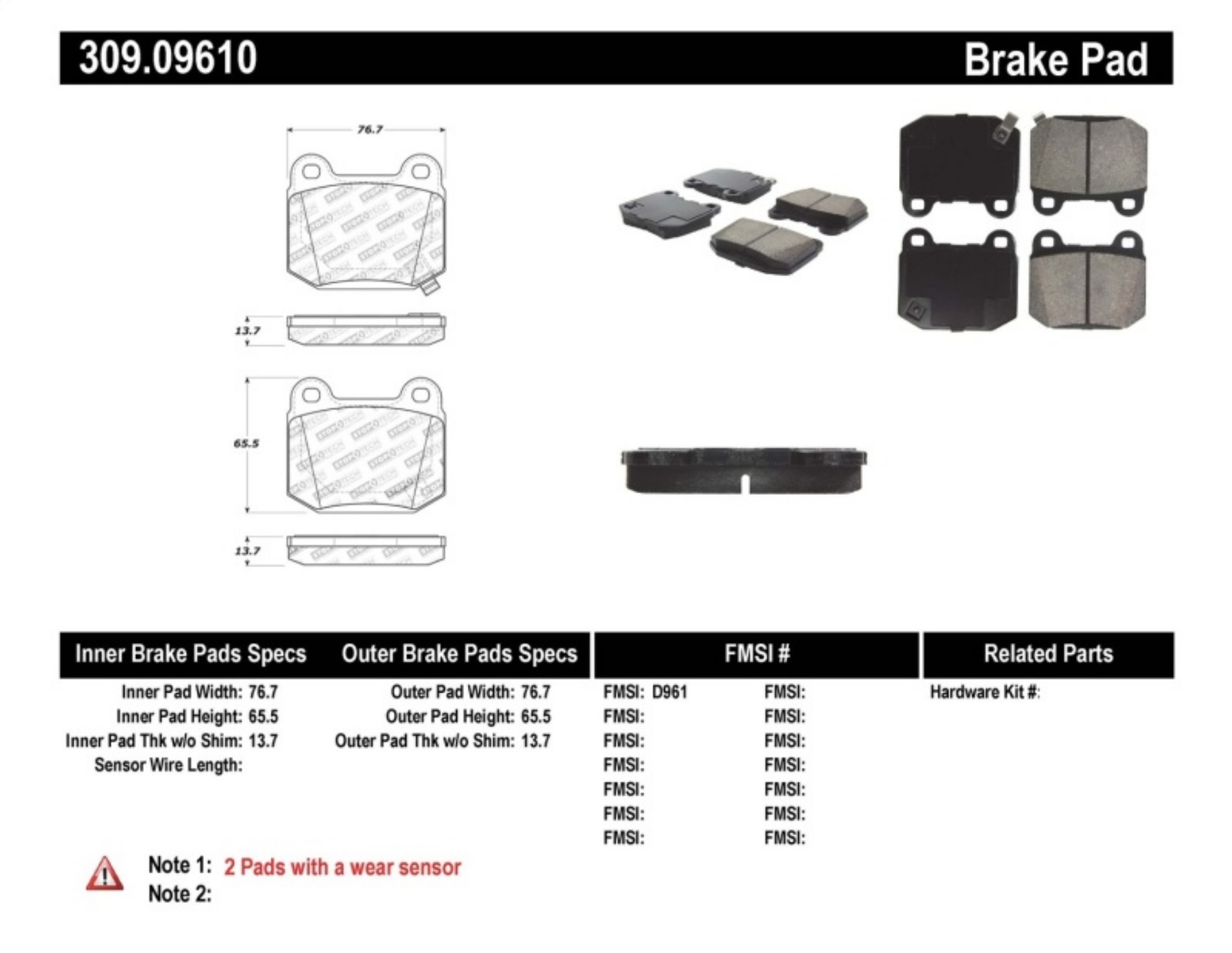 Picture of StopTech Performance ST-22 2-Piston Rear Caliper Brake Pads
