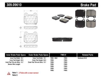 Picture of StopTech Performance ST-22 2-Piston Rear Caliper Brake Pads
