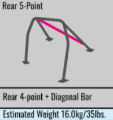 Picture of Cusco SFTY21 2-Passenger 5-Point BLK REAR W-Diagonal Bar Roll Cage Subaru GRB STi 08-14