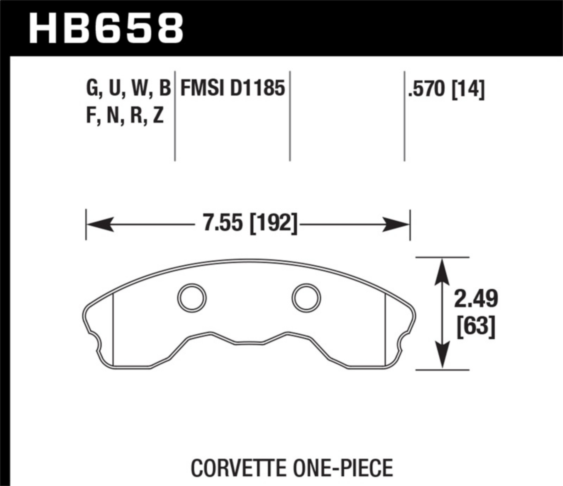 Picture of Hawk DTC-80 10-11 Chevy Corvette Grand Sport - 06-08 Corvette Z06 1 piece Front Race Brake Pads
