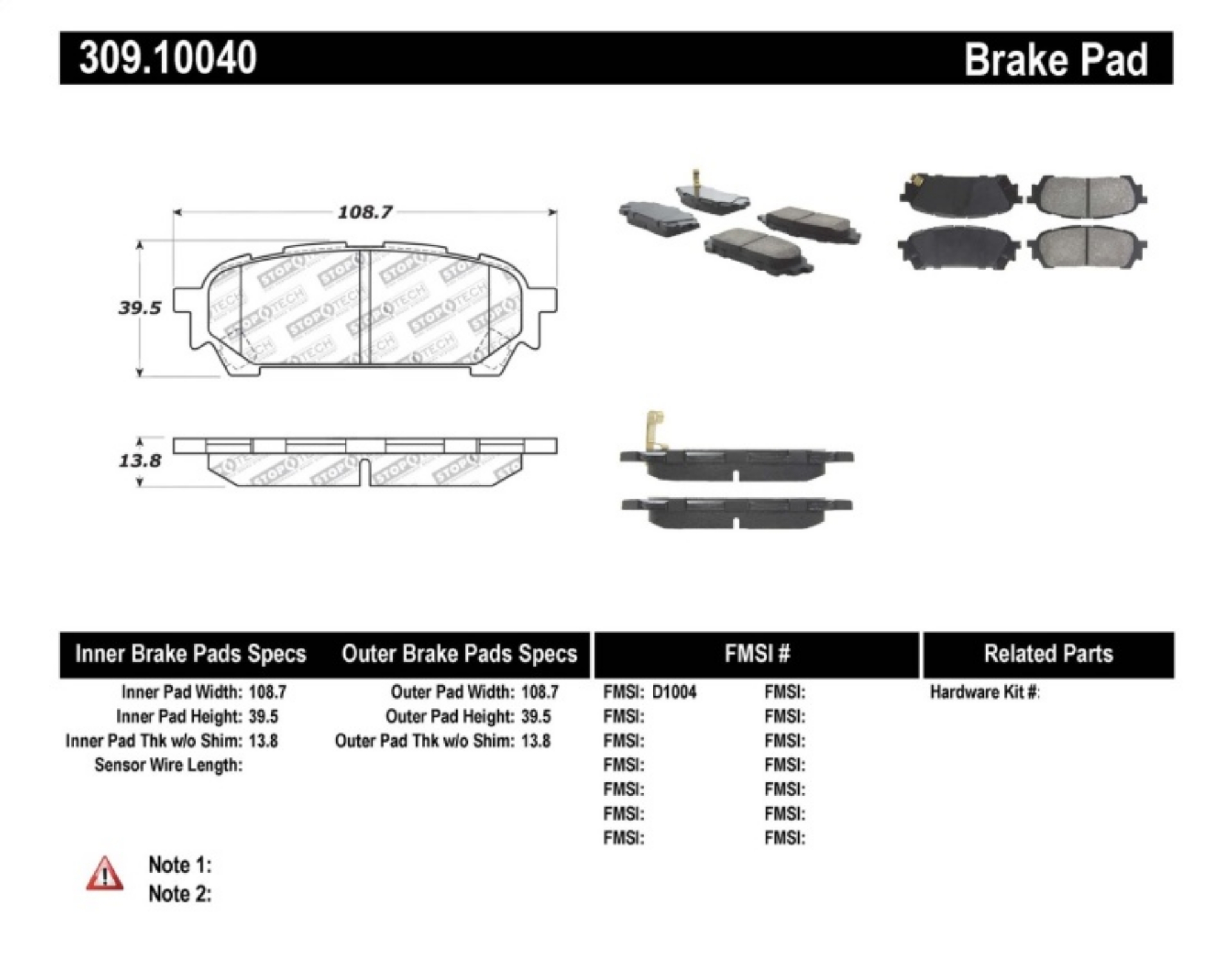 Picture of StopTech Performance 03-05 WRX Rear Brake Pads
