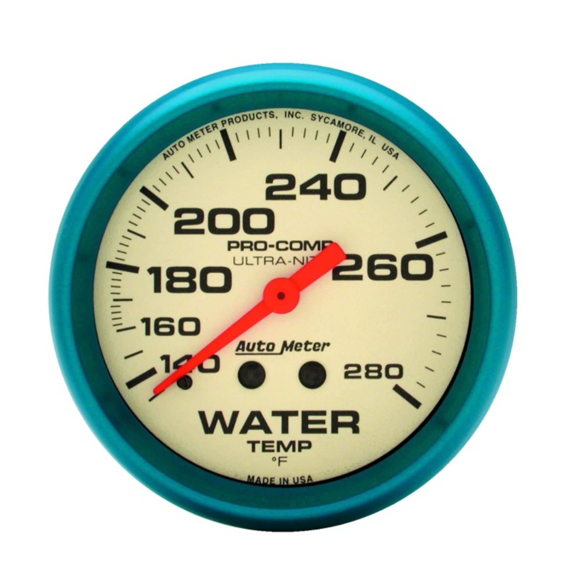 Picture of Autometer Ultra-Nite 2-5-8in 140-280 Deg F Mechanical Glow In The Dark Water Temp Gauge
