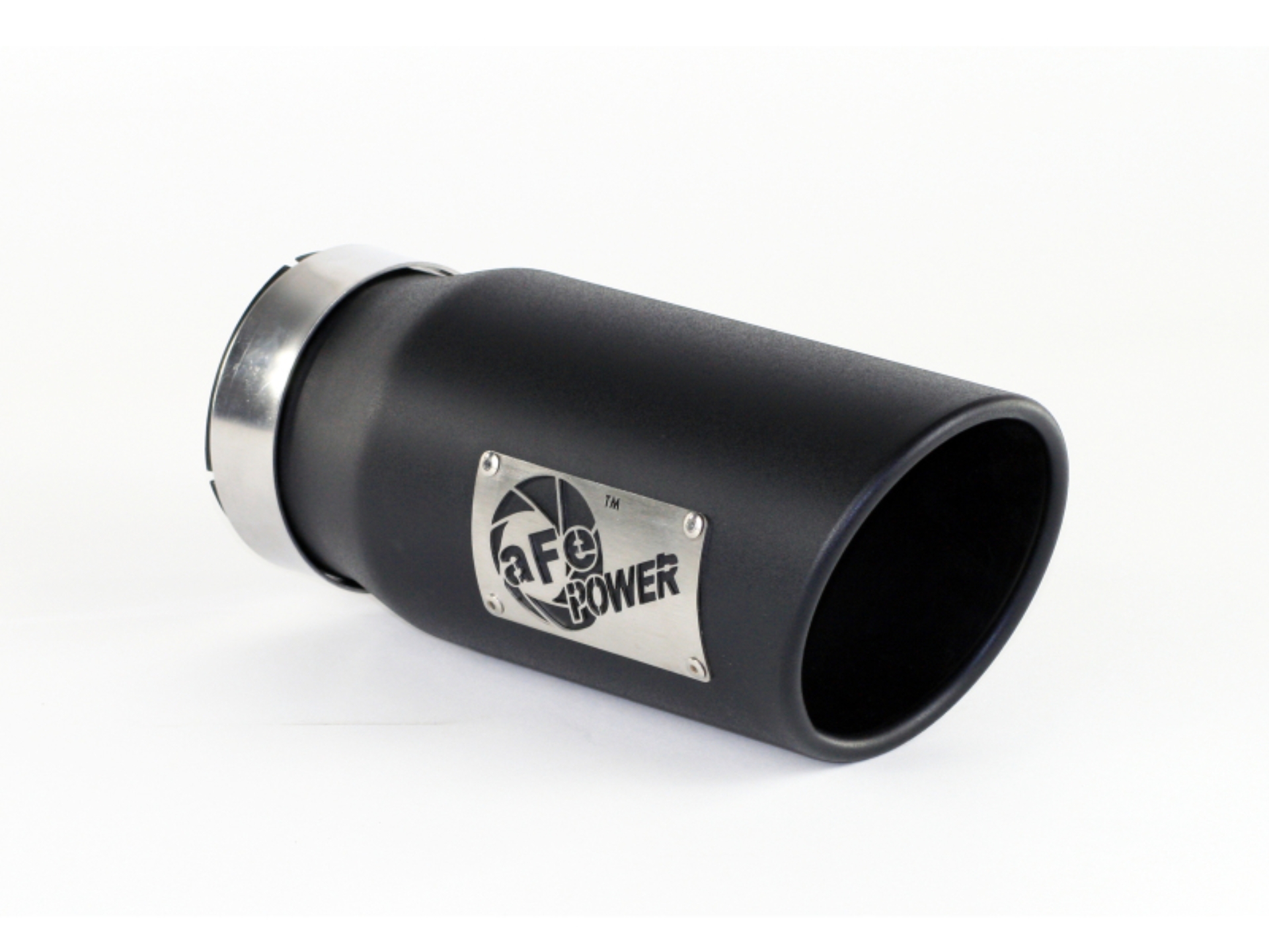 Picture of aFe Power Diesel Exhaust Tip Black- 4 in In x 5 out X 12 in Long Bolt On Right