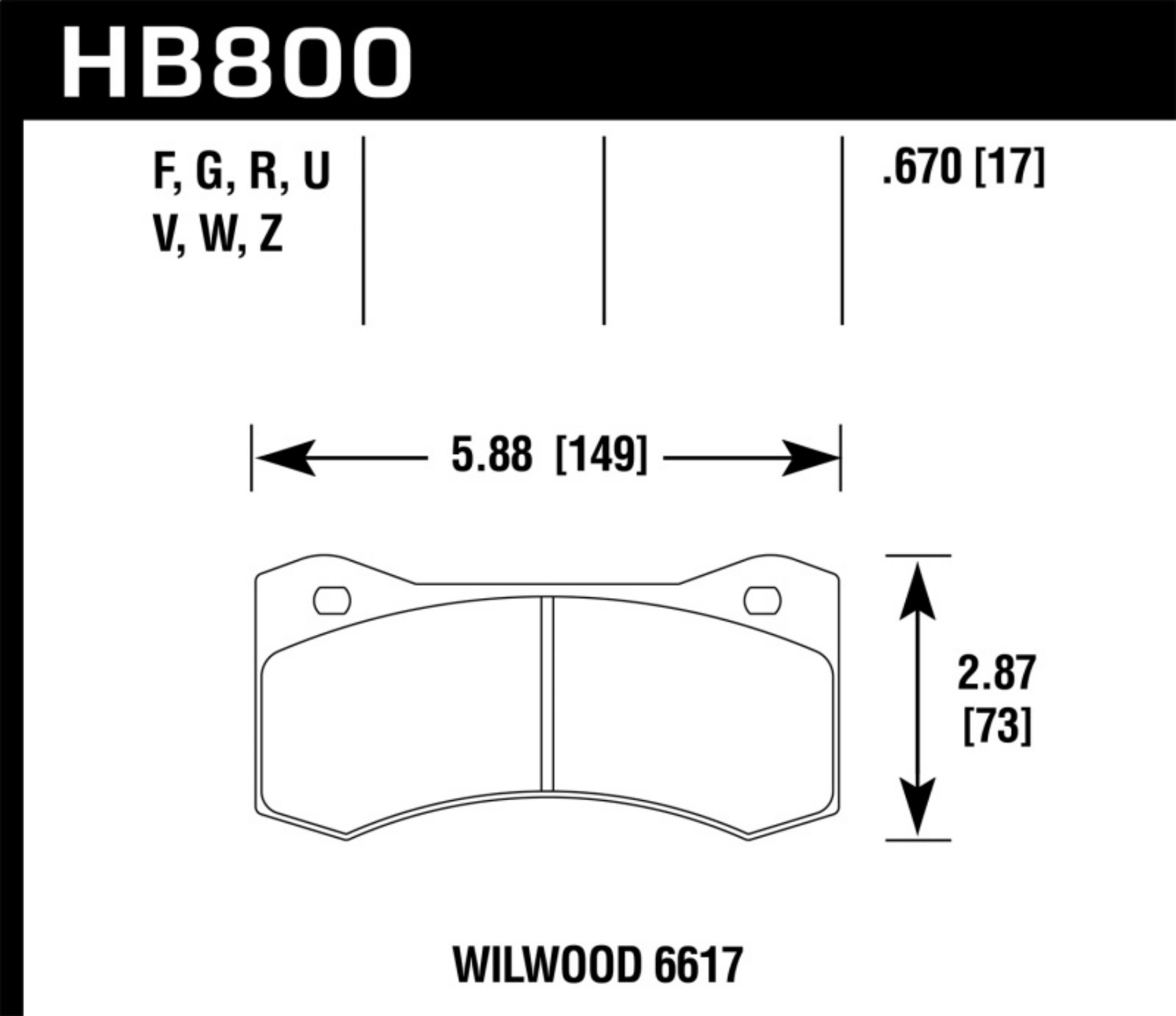 Picture of Hawk Willwood 6617 Caliper DTC-70 Race Brake Pads