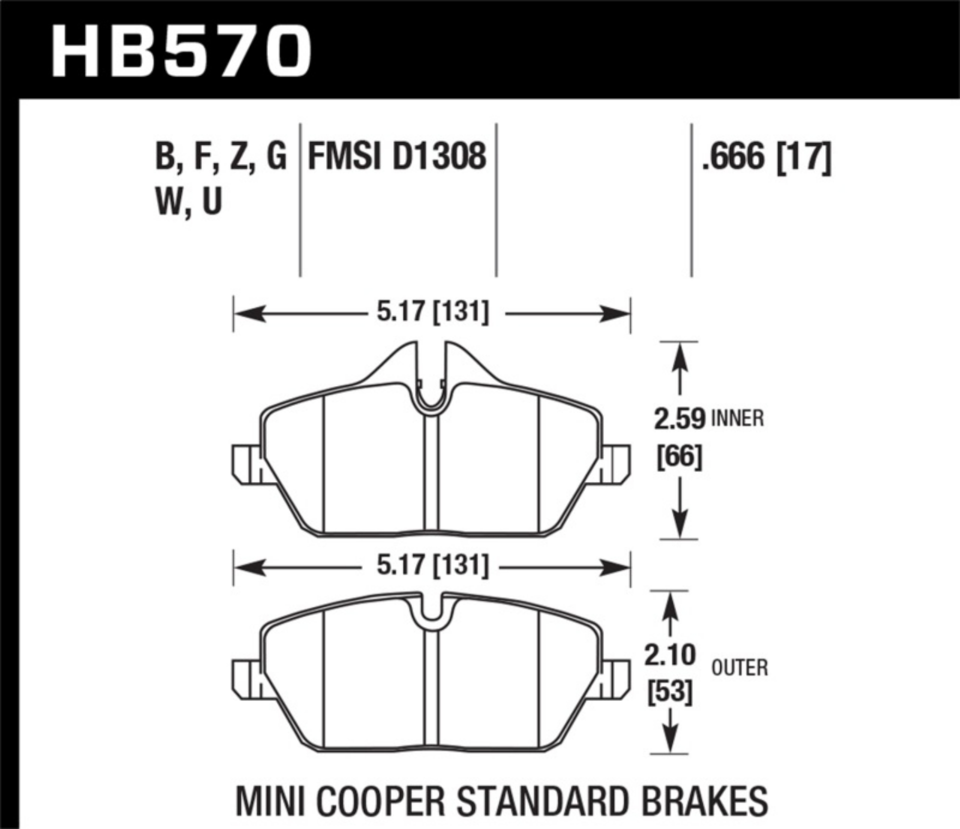 Picture of Hawk 08 Mini Cooper D1308 DTC-60 Race Front Brake Pads