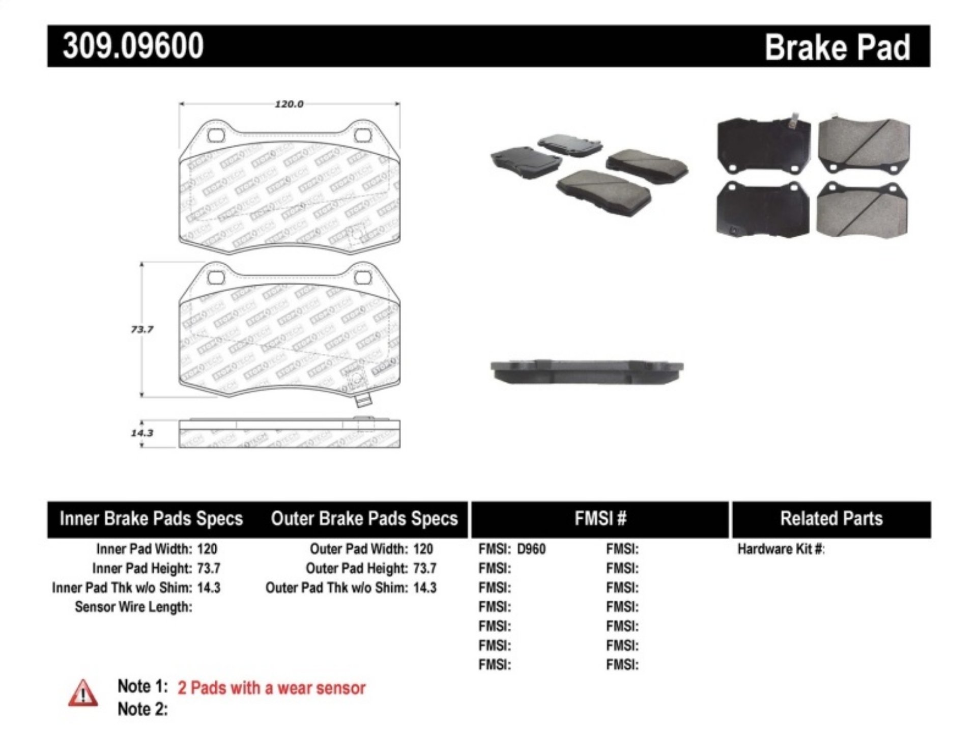 Picture of StopTech Performance 02-07 350z-G35 w- Brembo Front Brake Pads