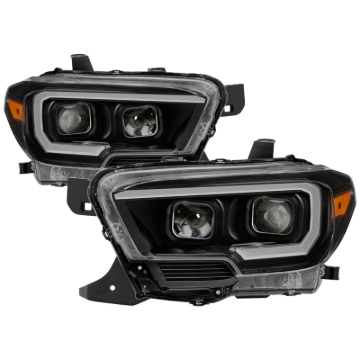 Picture of xTune Toyota Tacoma 16-18 DRL Light Bar Projector Headlights - Black PRO-JH-TTA16-LBDRL-BK