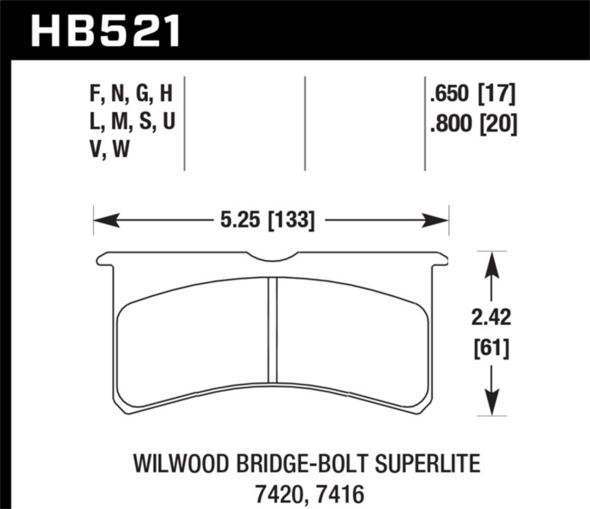 Picture of Hawk Willwood BB SL 7420 DTC-60 Race Brake Pads