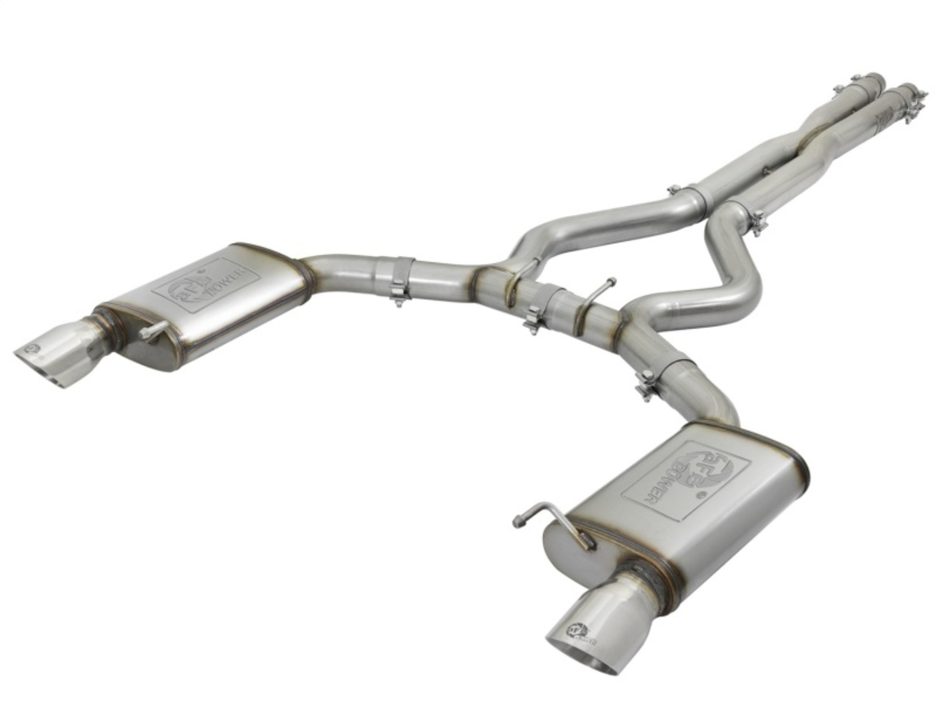 Picture of aFe MACHForce XP 3in 304 SS Cat-Back Exhausts w- Polished Tips 15-17 Ford Mustang GT V8-5-0L-V6-3-7L