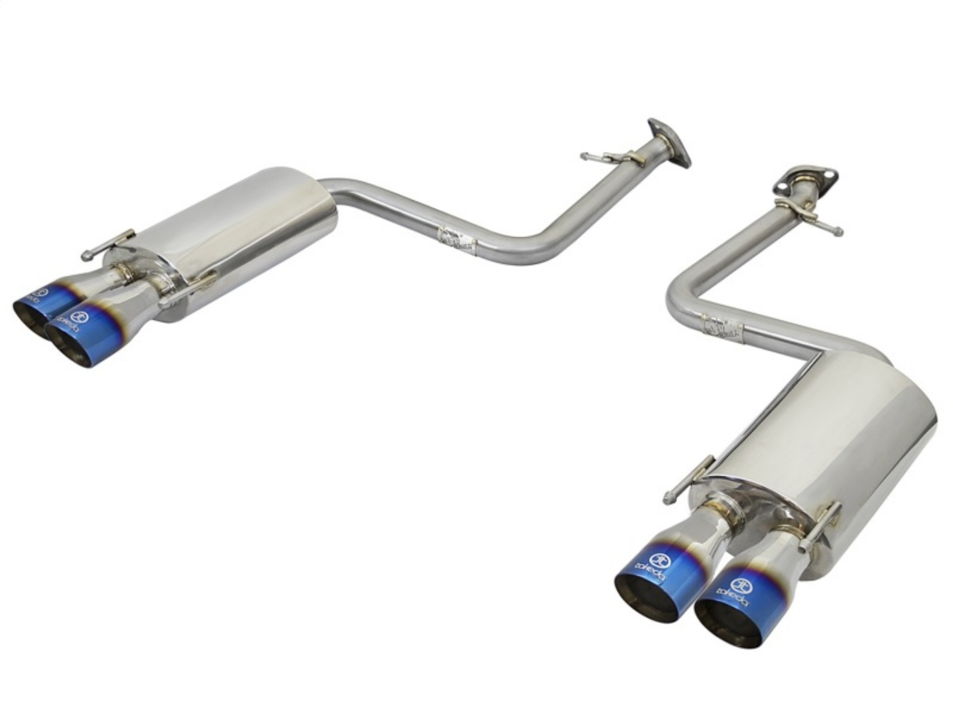 Picture of aFe Takeda 16-17 Lexus RC 200T 2-0L t 2in- SS Axle-Back Exhaust System w-Polished Blue Tips
