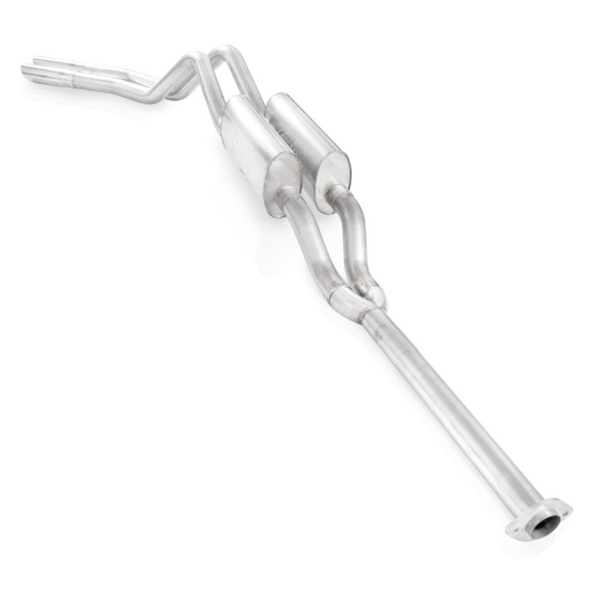 Picture of Stainless Works 2011-14 F-150 5-0L 3in Exhaust Y-Pipe S-Tube Mufflers Behind Passenger Rear Tire Ext
