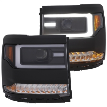 Picture of ANZO 16-17 Chevy Silverado 1500 Prjctr- Headlight Plank Styl- w-Amber Only Work w-HID Equip- Truck