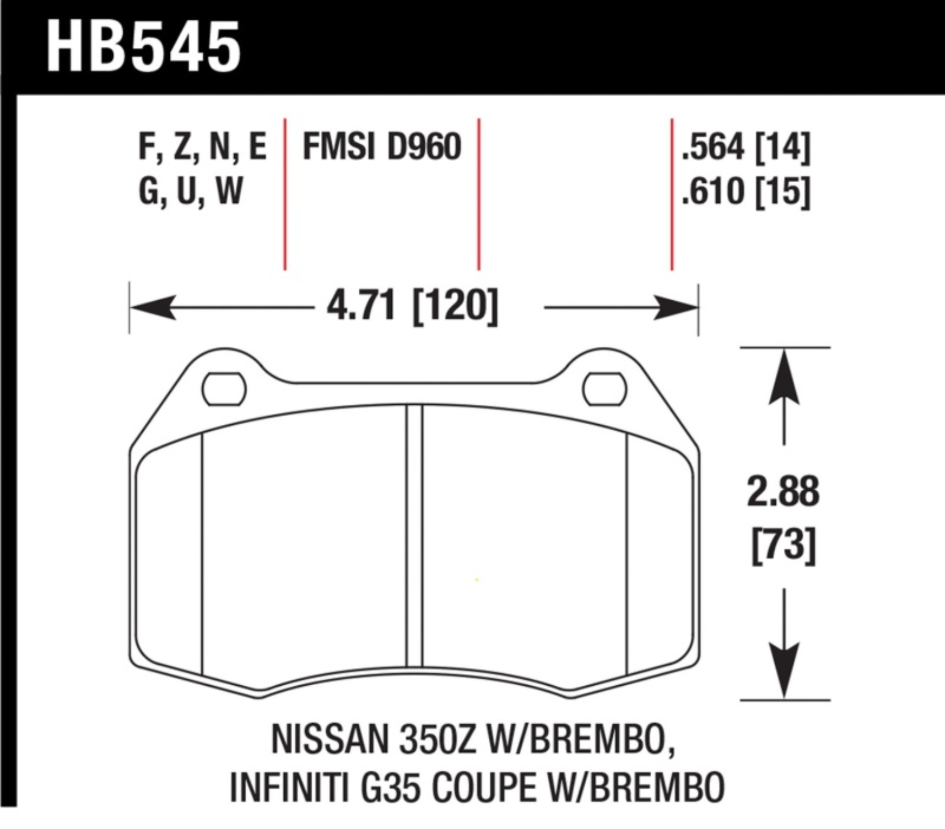 Picture of Hawk DTC-80 03-09 Nissan 350Z w-Brembo Brakes Front Race Brake Pads