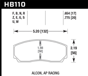Picture of Hawk DTC-80 AP Racing 17mm Race Brake Pads