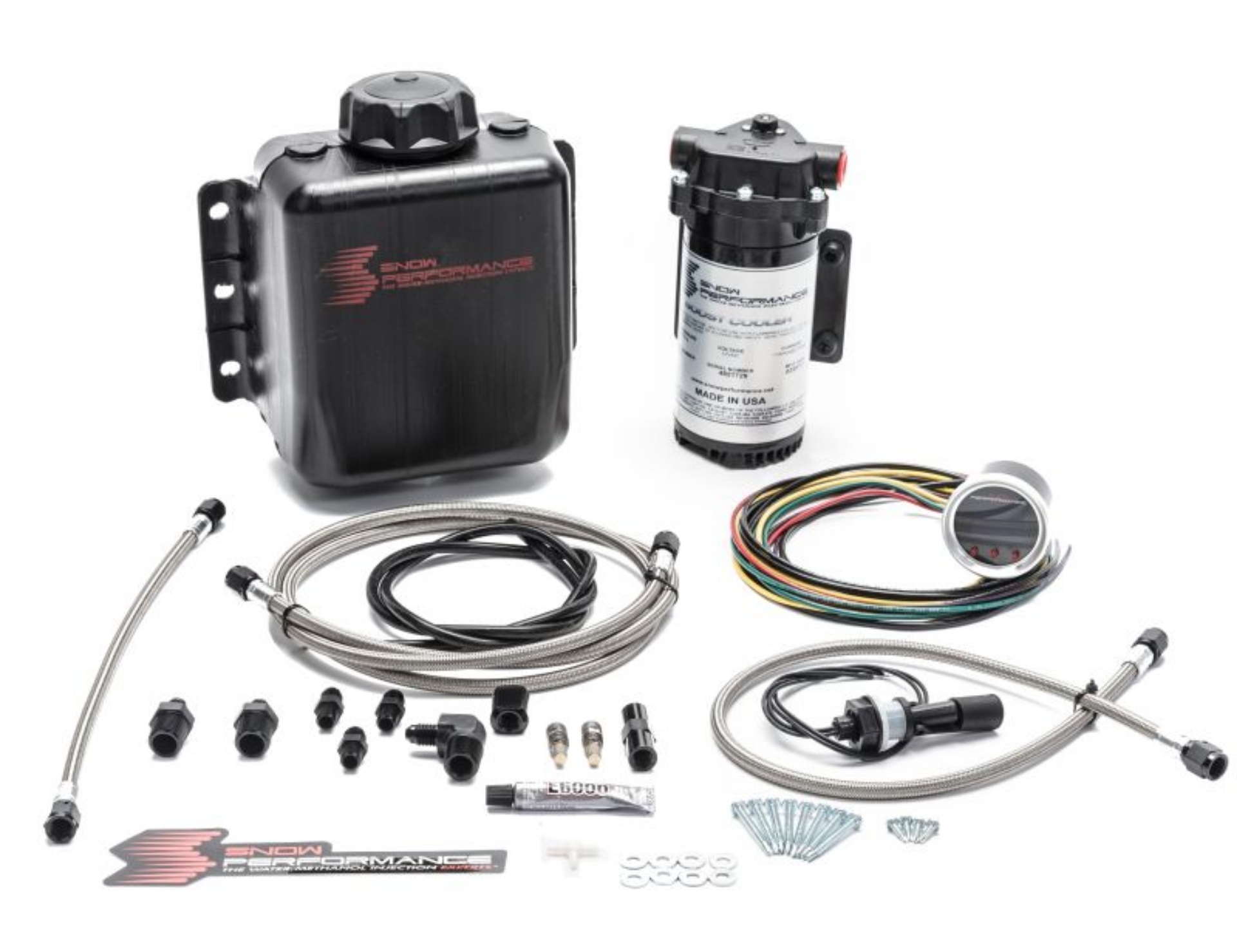 Picture of Snow Performance Stg 2 Boost Cooler F-I Prog- Water Injection Kit SS Braided Line 4AN Fittings