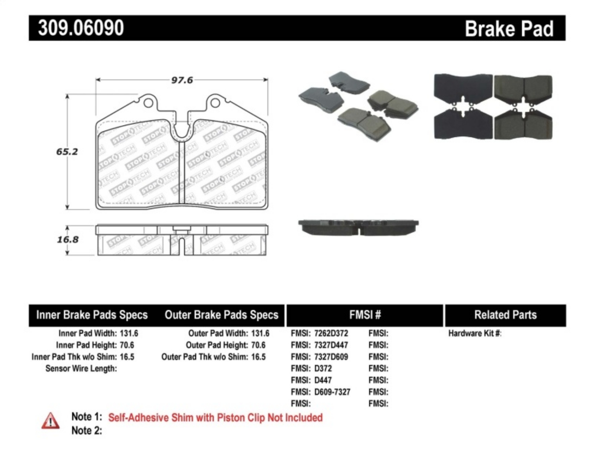 Picture of StopTech Performance ST-40 4 Piston Front Caliper Brake Pads
