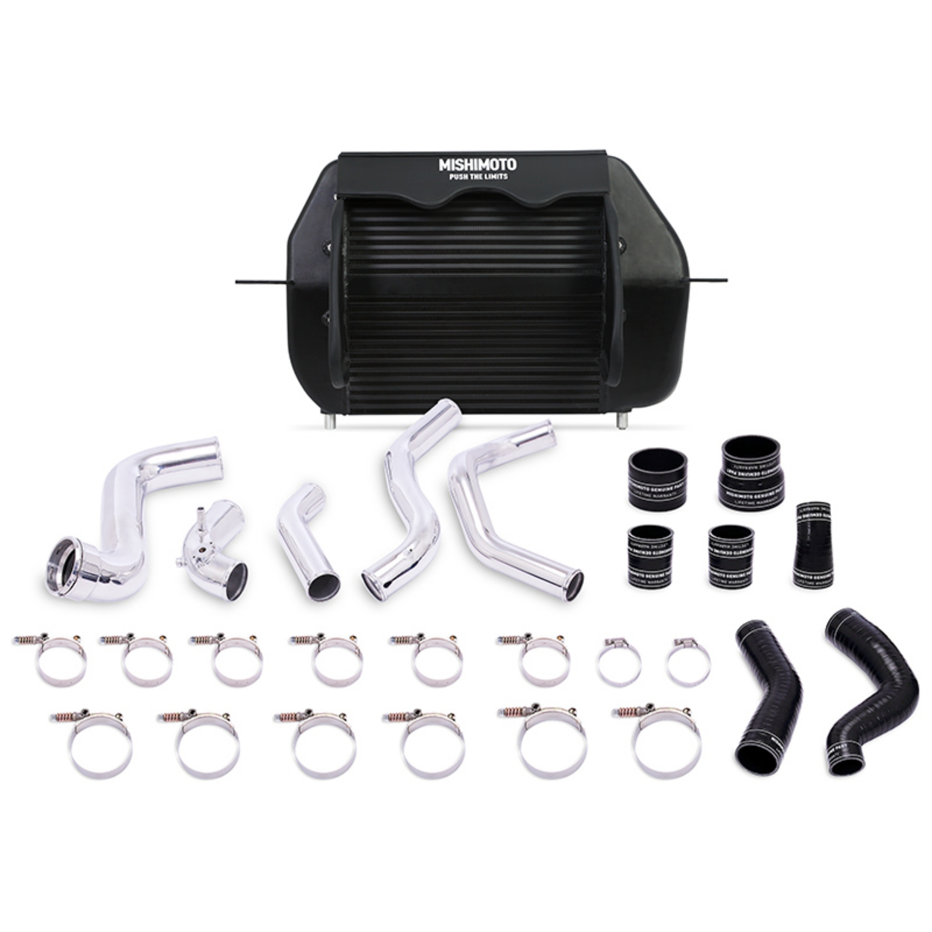 Picture of Mishimoto 2011-2014 Ford F-150 EcoBoost Black Intercooler w- Polished Pipes