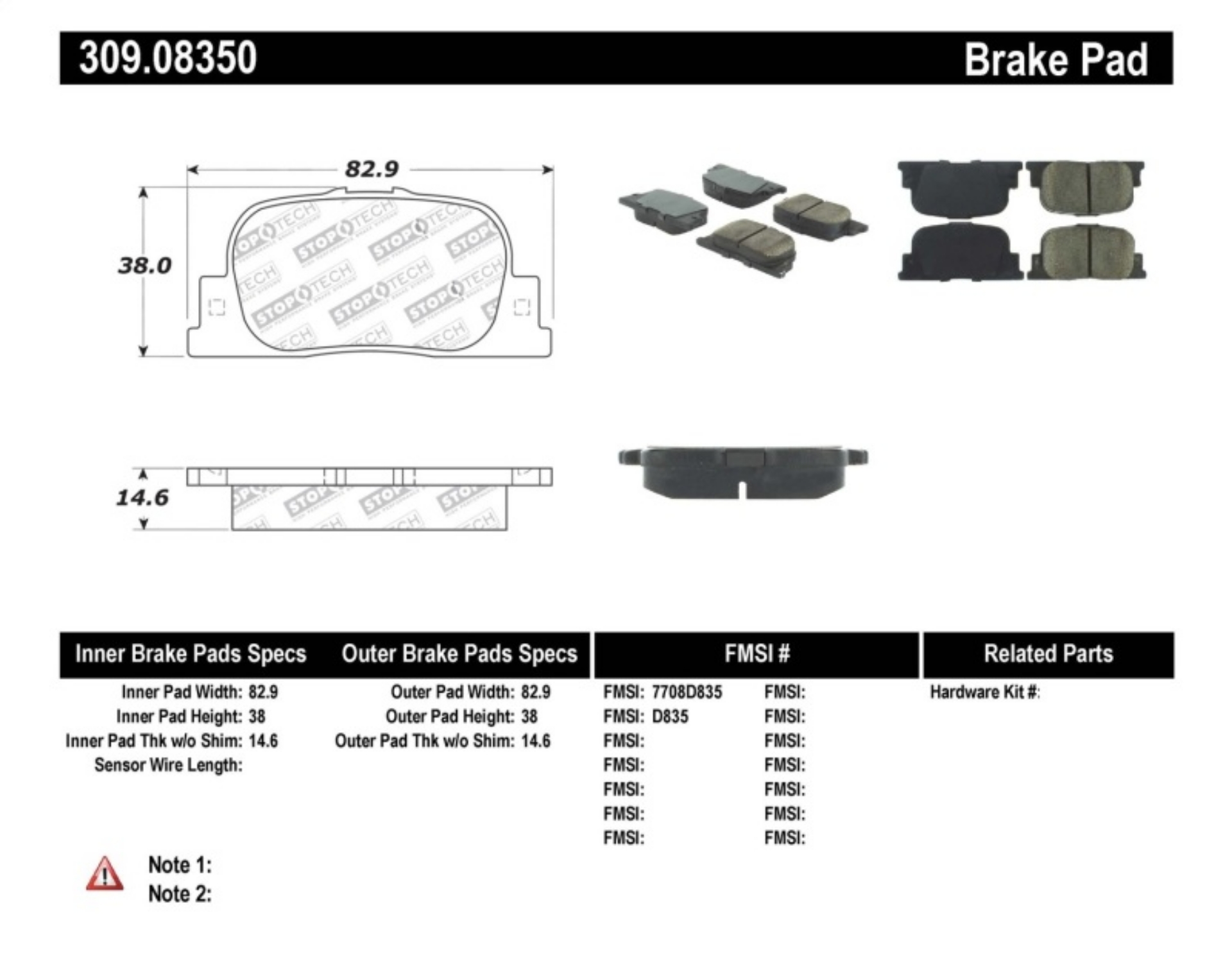 Picture of StopTech Performance 05-08 Scion tC Rear Brake Pads