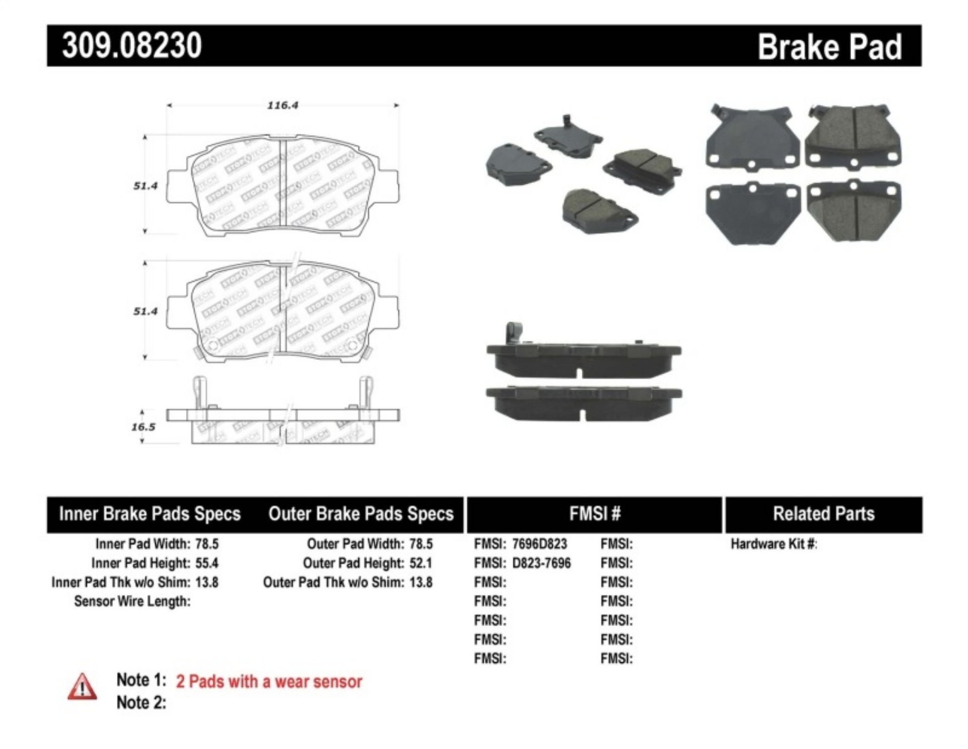 Picture of StopTech Performance 00-05 Celica GT-S Rear Brake Pads